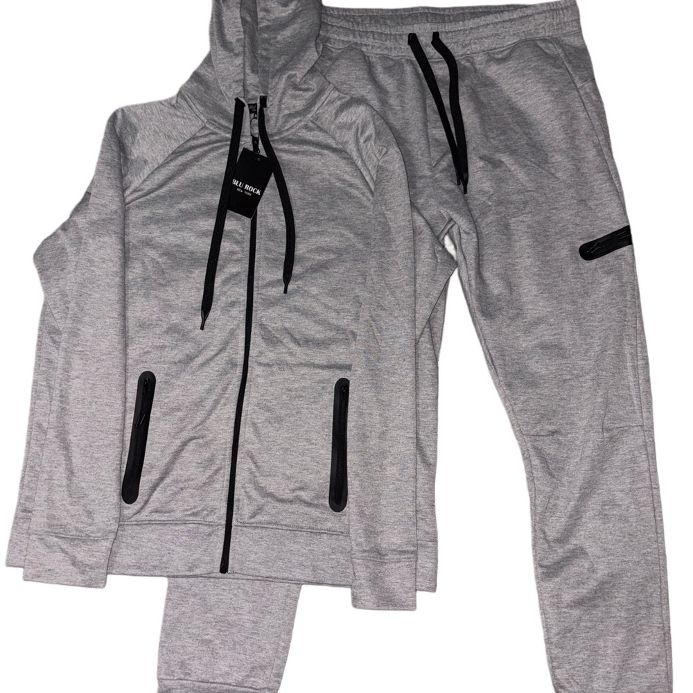 Gray Performance Zip Hoodie & Jogger Set